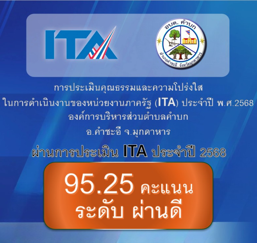 ผลการประเมินคุณธรรมและความโปร่งใสในการดำเนินงานของหน่วยงานภาครัฐ (ITA) ประจำปี 2568 ของ อบต.คำบก